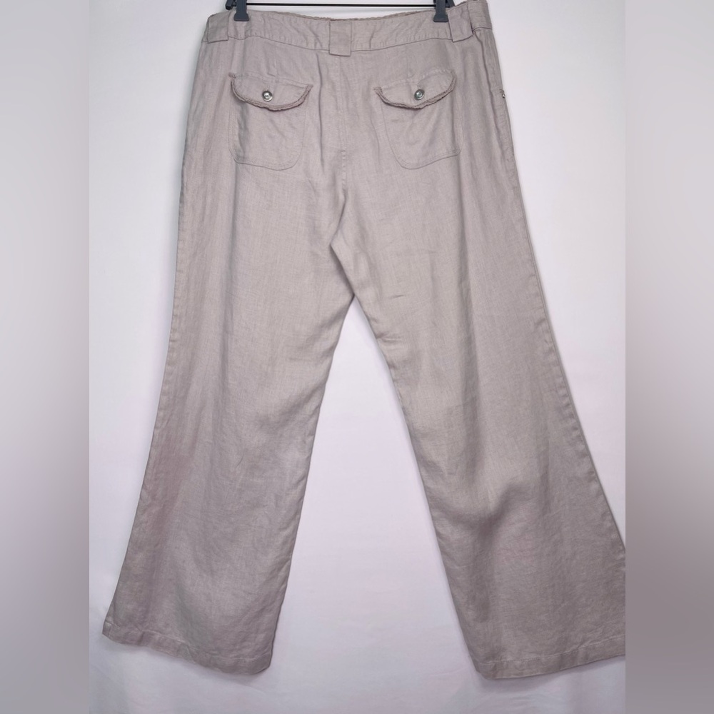 INC International Concepts Light Gray 100% Linen Wide Leg Pants - Picture 3 of 8